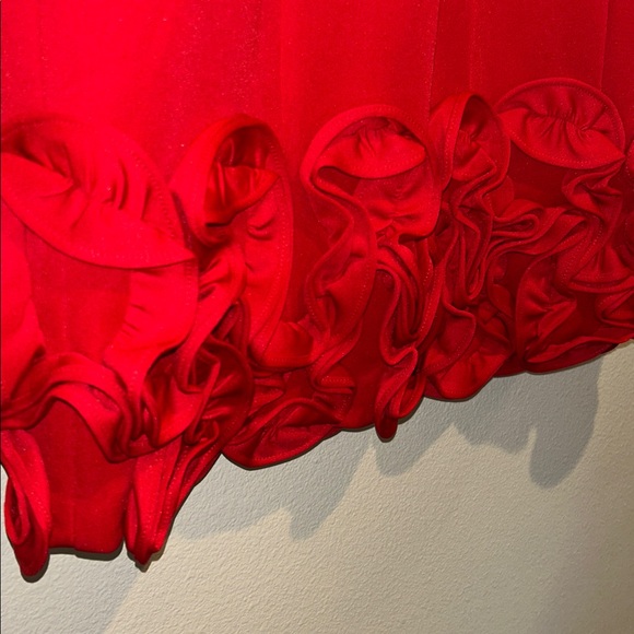 DONNA RICCO RED RUFFLE FITTED DRESS RED NWT SIZE 10 - Picture 3 of 8